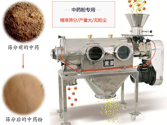 WQS50-130臥式氣流篩：中藥粉專用篩：精度篩分/產量大/無粉塵符合標準。